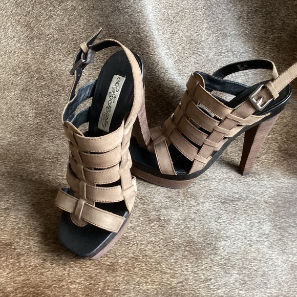 Naughty Monkey Leather Strap Design Platform Peep Toe Heels - Picture 9 of 9